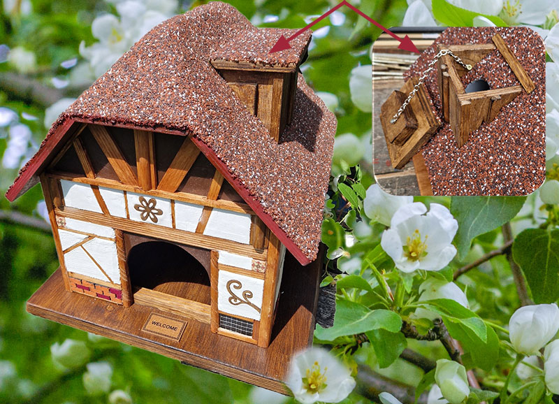 Fachwerk- Vogelhaus Futterhaus Schwarzer Adler