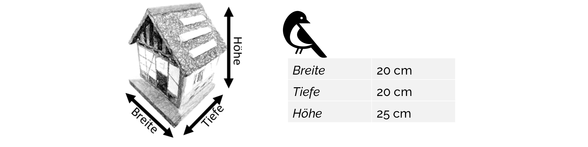 Bemaßung in cm Nistkasten